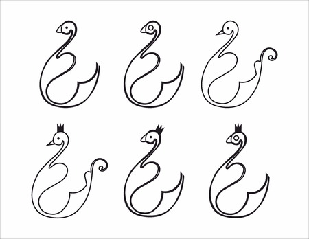 Decorative Graceful Swan silhouetteのイラスト素材