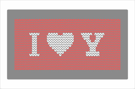 Knitting heart pattern I love youのイラスト素材