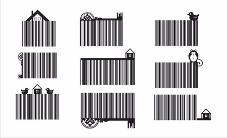 Decorative barcode set with eco elementsのイラスト素材