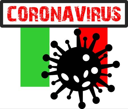 Coronavirus in Italy icon symbol and italian flagのイラスト素材