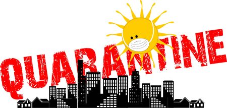 Coronavirus in city, on planet, coronavirus illustration, icon and inscriptionのイラスト素材