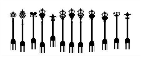 vintage forks with decorative handlesのイラスト素材