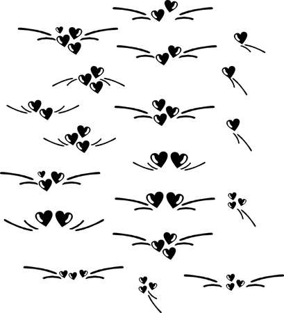 decorative heart delimiter separator element, text break setのイラスト素材