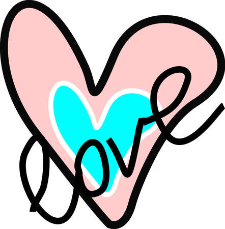 Decorative absctract drawing heart with love inscriptionのイラスト素材