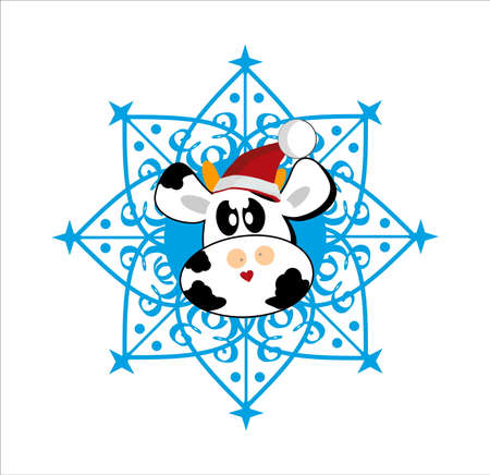 Cute cow, bull, symbol 2021 yearのイラスト素材