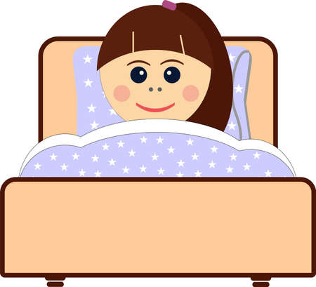 Little girl sleepeng in her bedのイラスト素材
