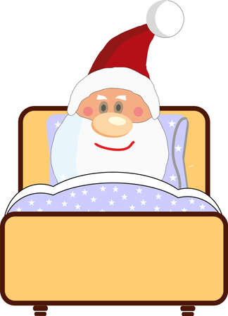 Santa Claus overslept and was late for New Year party, Christmas conceptのイラスト素材