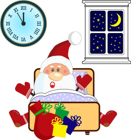 Santa Claus overslept and was late for New Year partyのイラスト素材