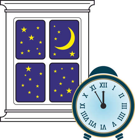 Night time, at five minutes to twelve, clock imageのイラスト素材