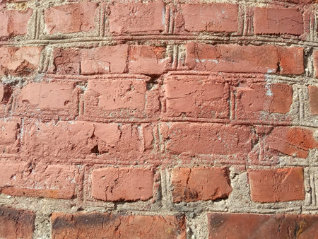 old red brickwork background and textureの写真素材