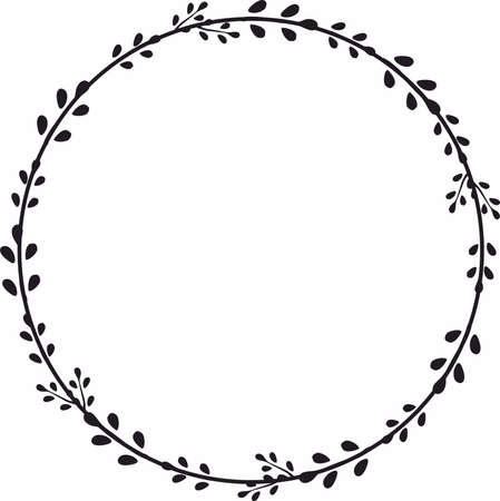 Round frame. Circle Ornamental decorative frame with floral elementのイラスト素材