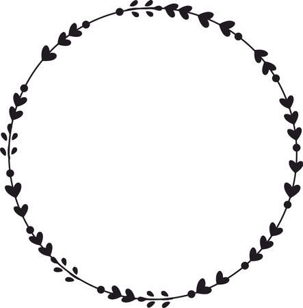 Round frame. Circle Ornamental decorative frame with floral elementのイラスト素材
