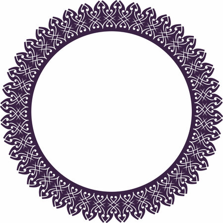Round frame. Circle Ornamental decorative frame with openwork floral elementのイラスト素材
