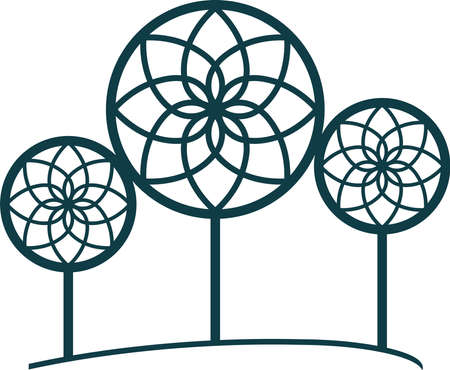 Decorative swirl floral tree symbol and emblemのイラスト素材