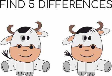 Find 5 differences in the picture cowのイラスト素材