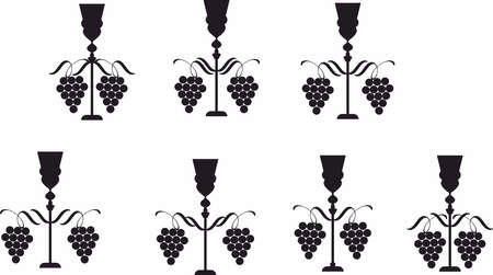 Wine glass set, icon and logo, simple black graphic silhouetteのイラスト素材