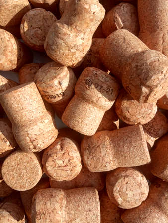 cork wine and champagne collage backgroundの写真素材