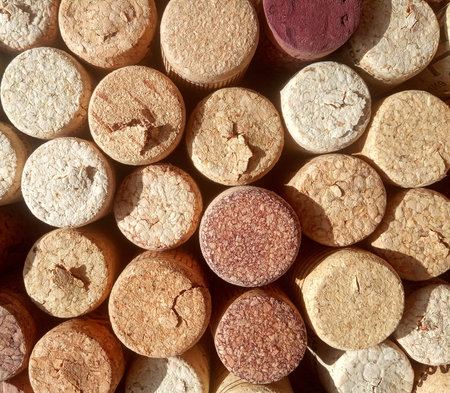 cork wine and champagne collage backgroundの写真素材