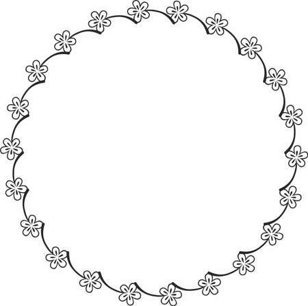 Round frame. Circle Ornamental decorative frame with floral elementのイラスト素材