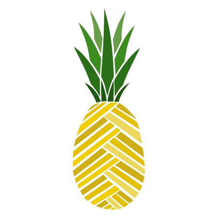 A pineapple. Fresh fruit. Doodle. Color vector illustration. Hand-drawn. Isolated on a white background. Bright decorative pineapples for your design.のイラスト素材