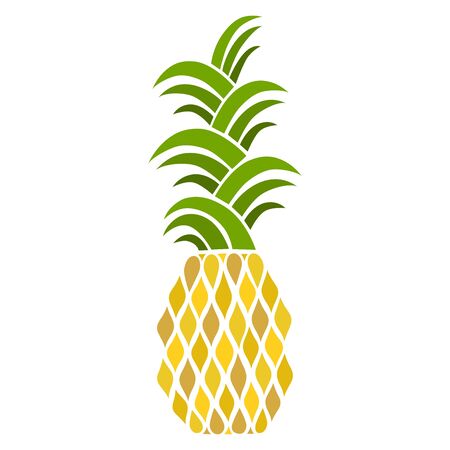 A pineapple. Fresh fruit. Doodle. Color vector illustration. Hand-drawn. Isolated on a white background. Bright decorative pineapples for your design.のイラスト素材