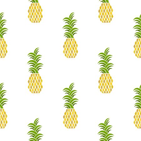 Pineapples seamless pattern. Hand-drawn. Tropical vector fruits. Doodle. Geometric ornament. Decorative elements. For textiles and fabrics, wallpapers and wrapping paper.のイラスト素材