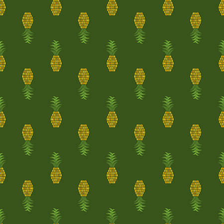 Pineapples seamless pattern. Hand-drawn. Tropical vector fruits. Doodle Geometric ornament. Decorative elements. For textiles and fabrics, wallpapers and wrapping paper.のイラスト素材