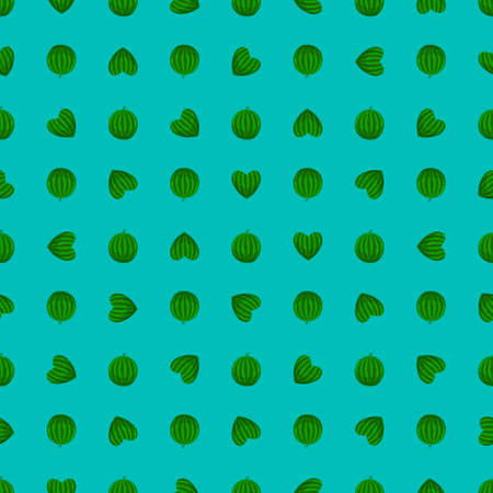 Seamless vector pattern of watermelons. Illustration in cartoon style. Decorative bright fruits for your design of textiles, t-shirts, banners, fabrics, backgrounds. Stylized summer juicy print.のイラスト素材