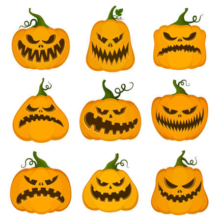 Set of vector pumpkins for Halloween.のイラスト素材