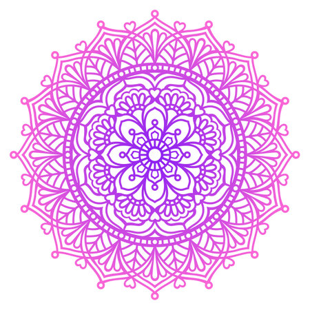Flower vector mandala in doodle style.  Paper cut template. Abstract lace floral element for cards, posters, invitations, flyers, yoga, meditation. Isolated on white background.のイラスト素材