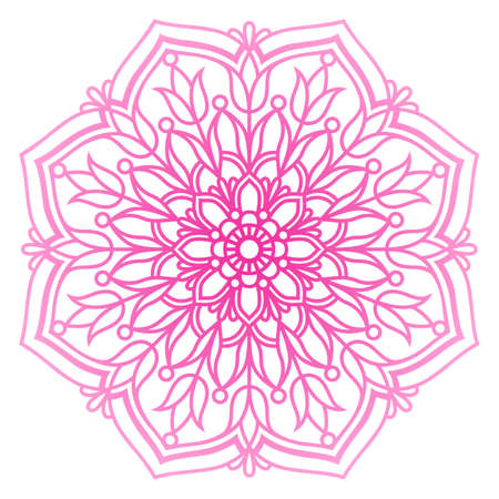 Flower vector mandala in doodle style. Paper cut template. Abstract lace floral element for cards, posters, invitations, flyers, yoga, meditation. Isolated on white background.のイラスト素材