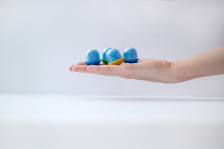 blue Shoe covers in individual packagingの写真素材