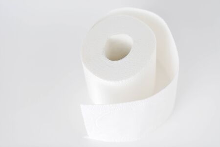 roll, block of white toilet paper on white backgroundの写真素材