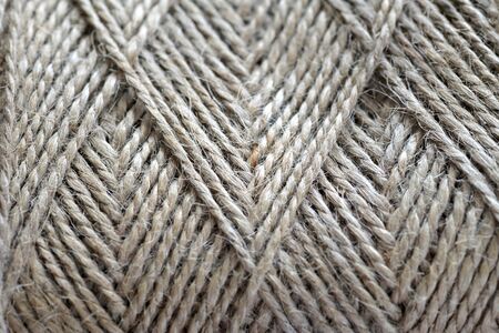 Top view of natural jute twine skein background, macroの写真素材