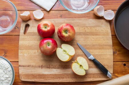 Baking concept. Cooking Apple pie, step by step instructions. Top view. Step 4の写真素材