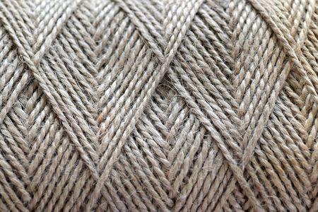 Top view of natural jute twine skein background, macroの写真素材