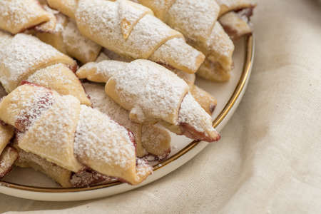 Ready-made fragrant baked cookies bagels with jam for use in recipe illustrations.の写真素材