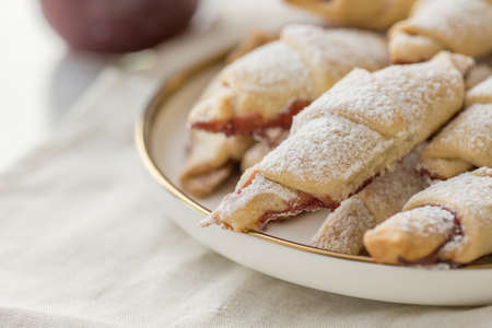 Ready-made fragrant baked cookies bagels with jam for use in recipe illustrations.の写真素材
