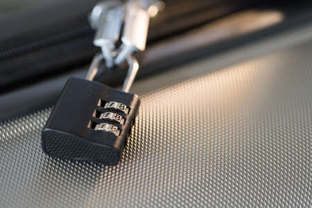 small Luggage lock, magnetic closure combinations, safety on the roadの写真素材