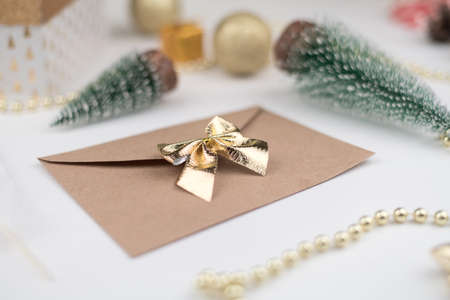 Letter envelope to Santa Claus Christmas new year decorの写真素材