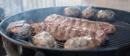 Grilled pork ribs baked to a crispの写真素材
