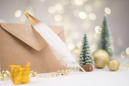 Letter envelope to Santa Claus Christmas new year decorの写真素材