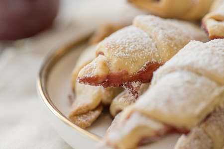 Ready-made fragrant baked cookies bagels with jam for use in recipe illustrations.の写真素材