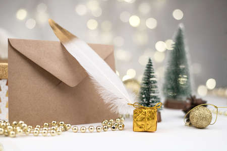 Letter envelope to Santa Claus Christmas new year decorの写真素材