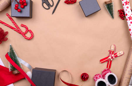 Letters envelope to Santa, Christmass buckground with candy caneの写真素材