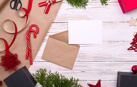 Letters envelope to Santa, Christmass buckground with candy caneの写真素材