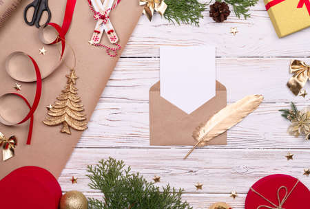 Letters envelope to Santa, Christmass buckground with candy caneの写真素材