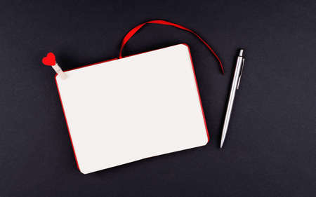 White sheet postcard place for text on Valentine's Day, Flat Lay.の写真素材