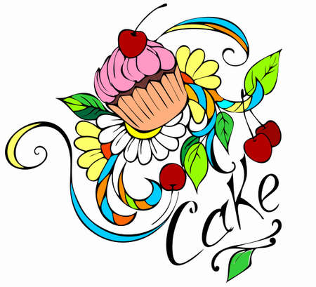 Graffiti Cherry Cupcake Illustration Vectorのイラスト素材