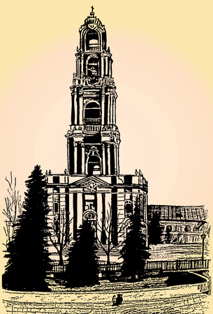 graphic sketch of architectural object. Sketch bell.のイラスト素材